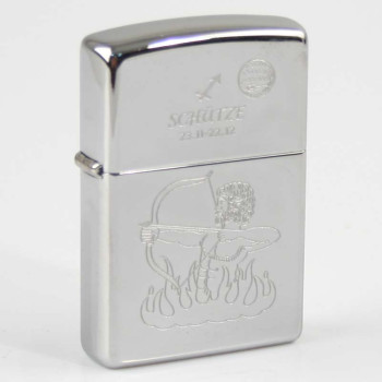ZIPPO chrom poliert Schütze Ha in kleiner Holzbox