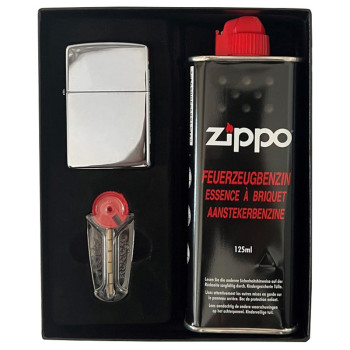 Geschenk Set mit Zippo chrom poliert